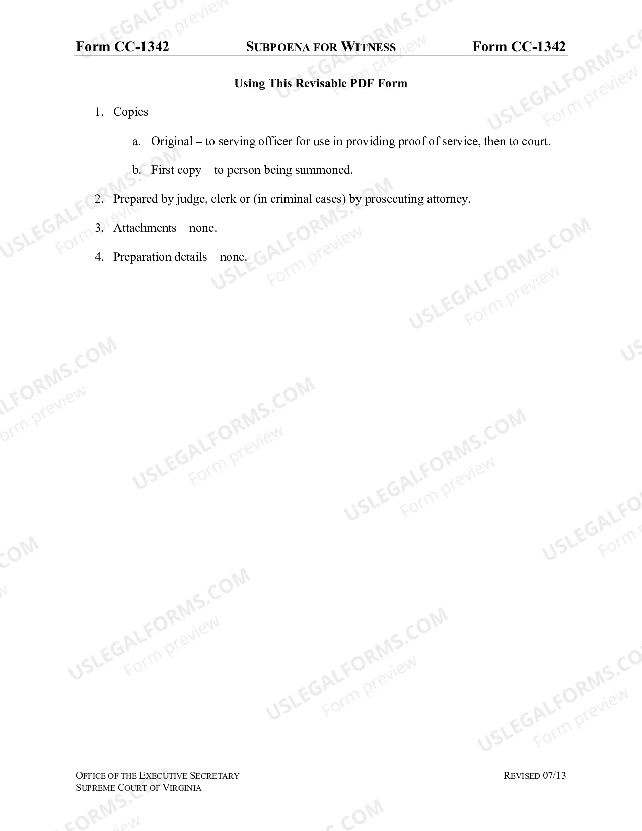 Preview Subpoena (defense attorney) (Instructions)