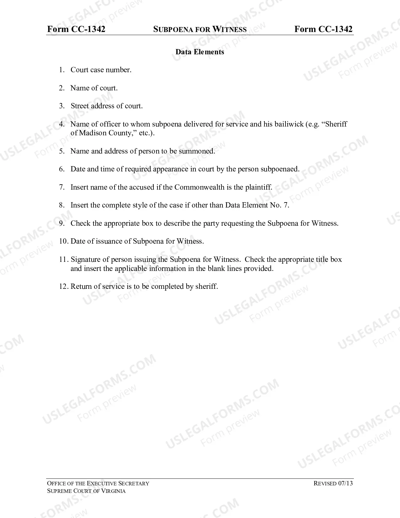 Preview Subpoena (defense attorney) (Instructions)