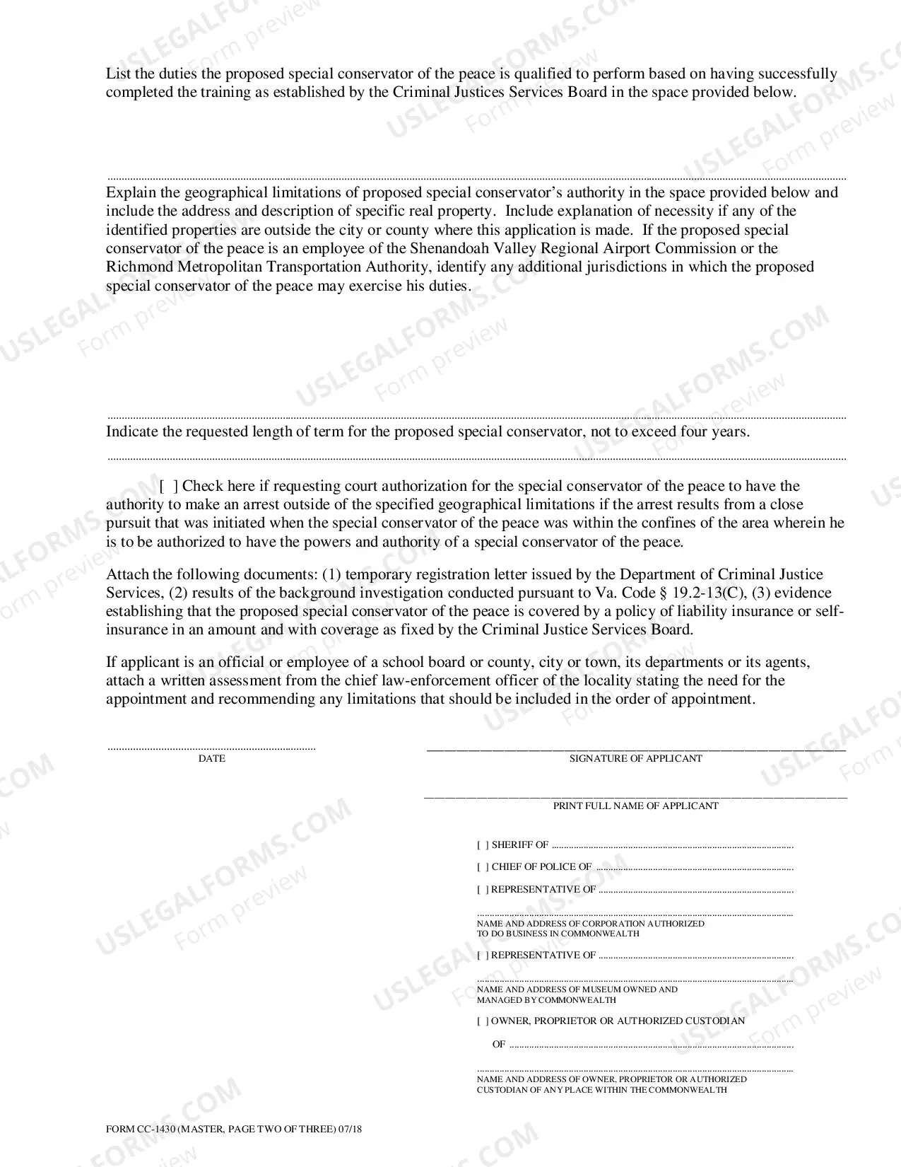 Preview Application for Appointment of Special Conservator of the Peace