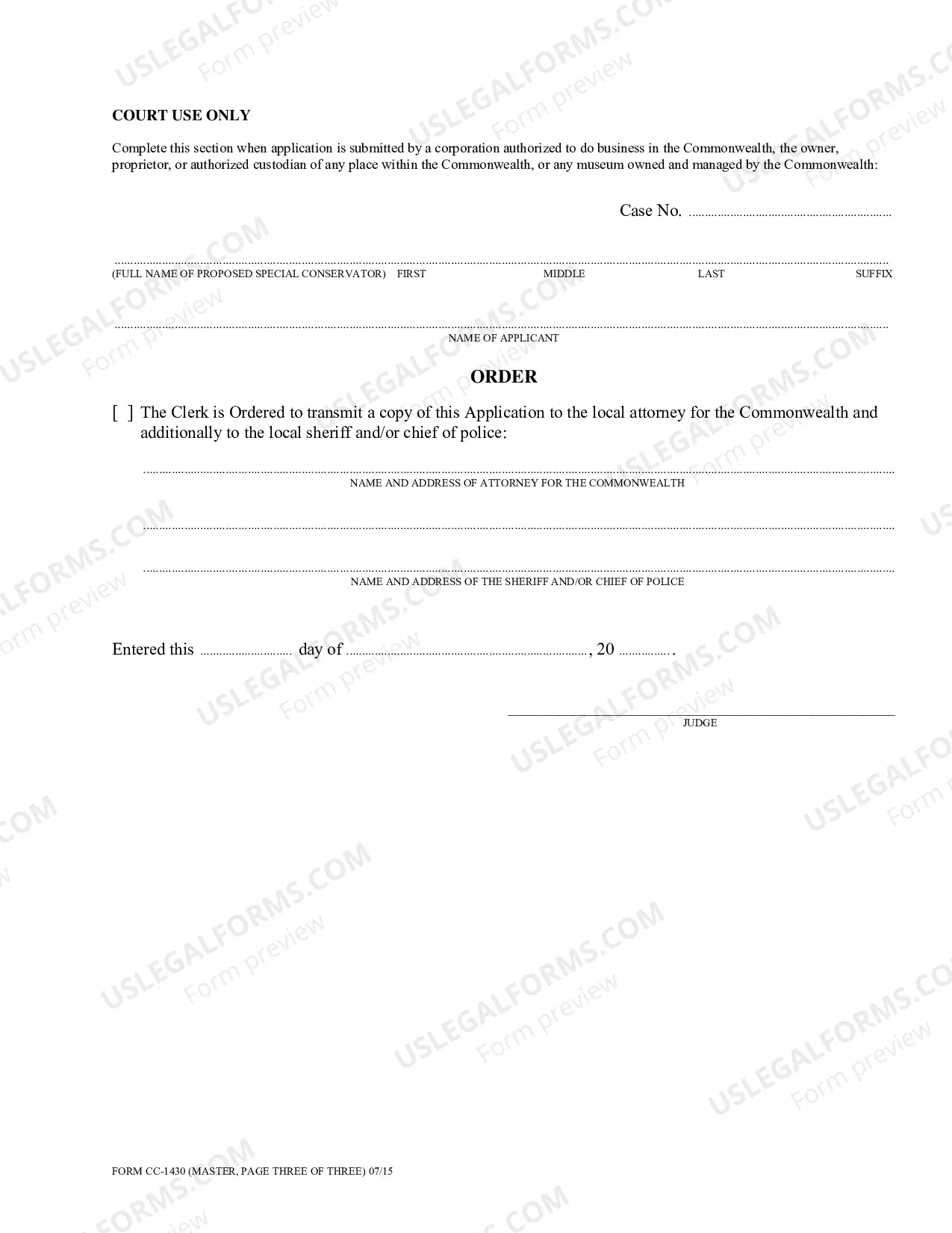 Preview Application for Appointment of Special Conservator of the Peace