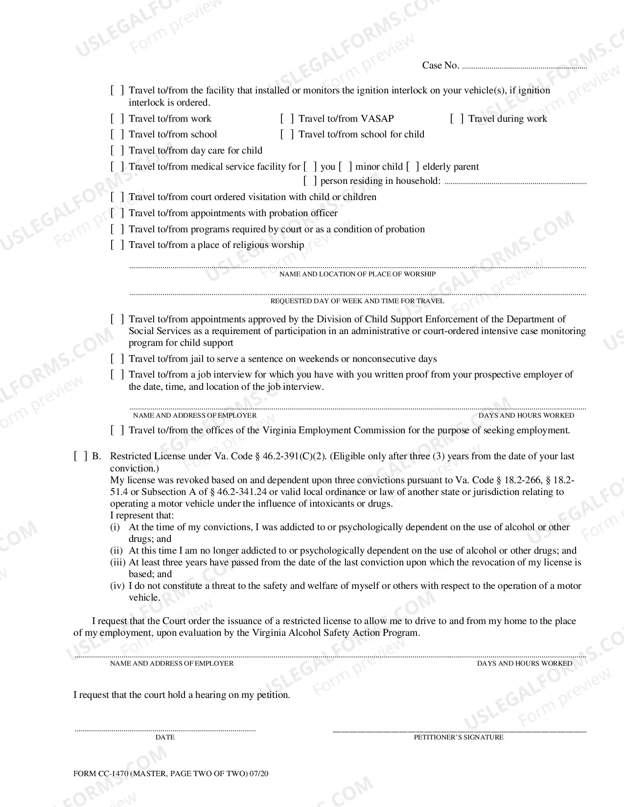 Preview Petition for Restoration of Driving Privilege - Third Offense