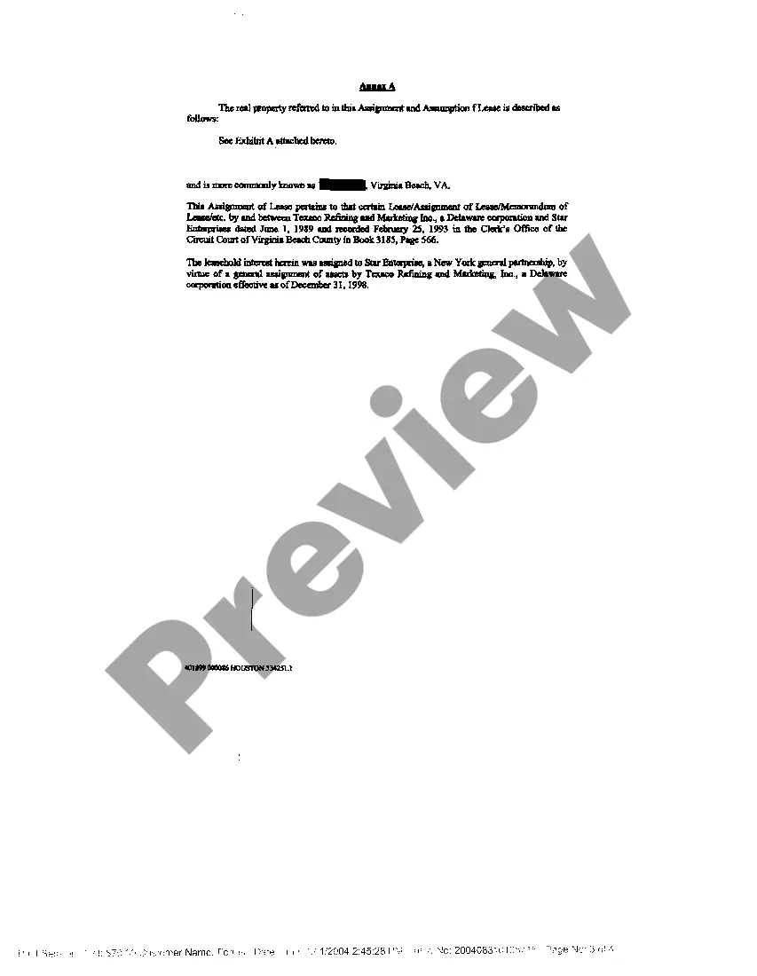 Preview Assignment And Assumption of Lease