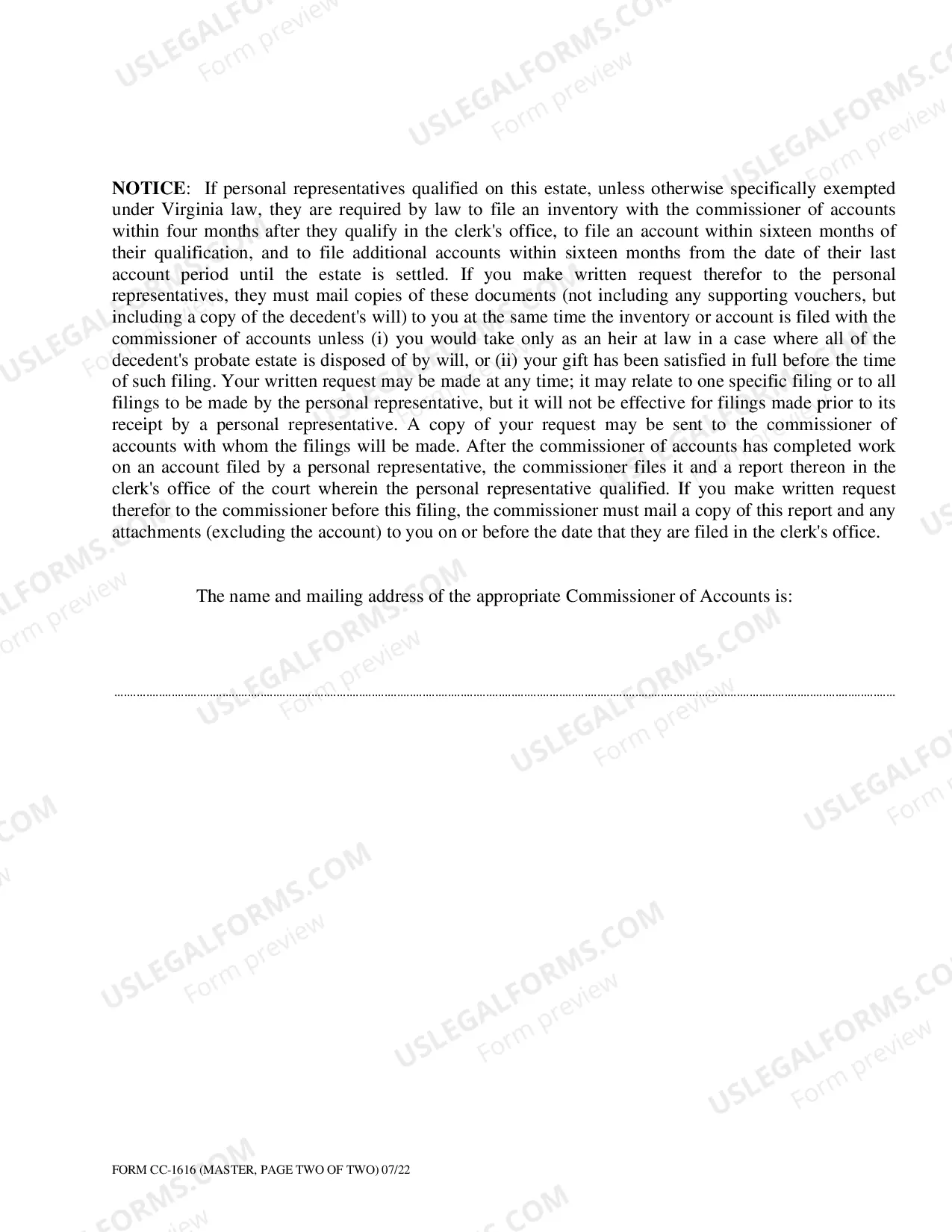 Preview Notice Regarding Estate of