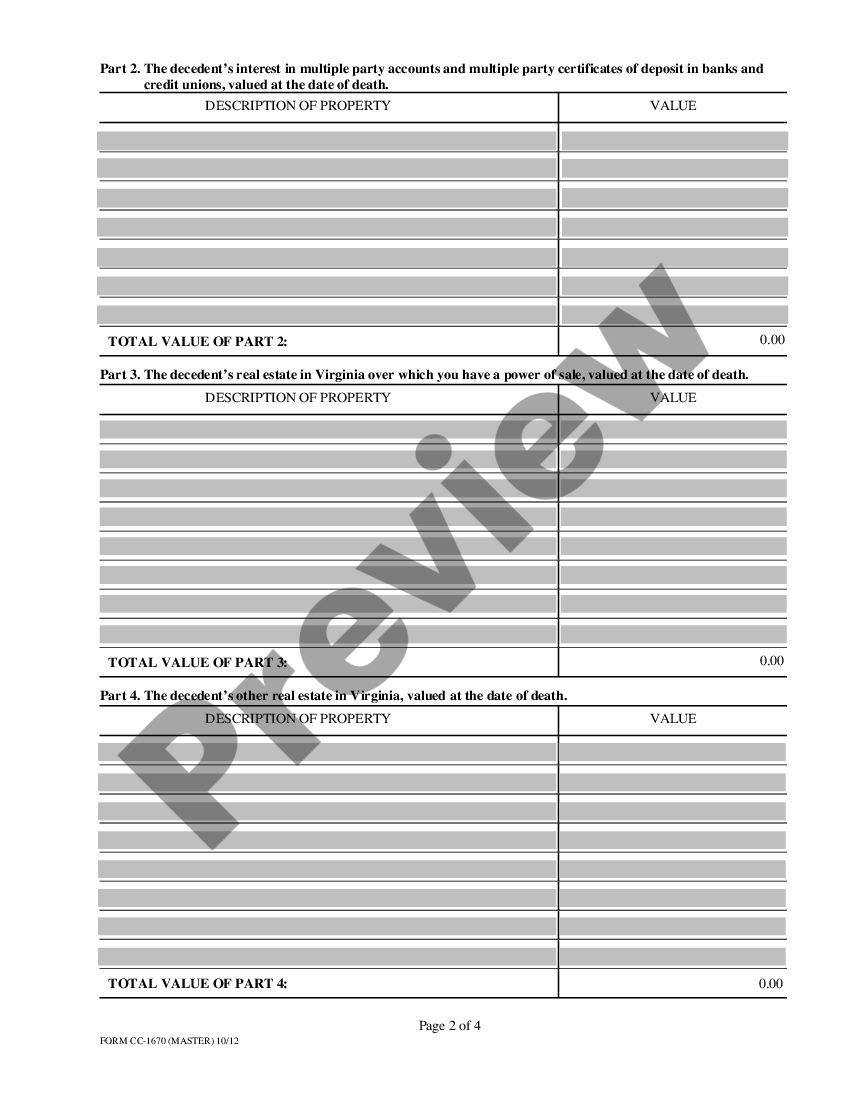 Virginia Inventory For Decedent S Estate Estate Inventory Worksheet