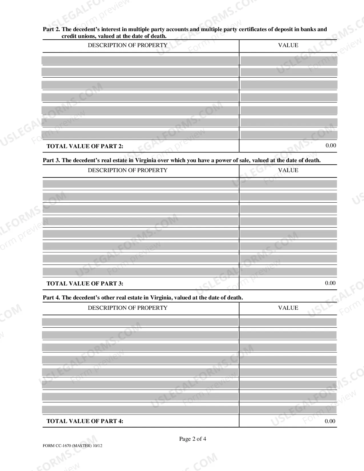 Preview Inventory for Decedent's Estate