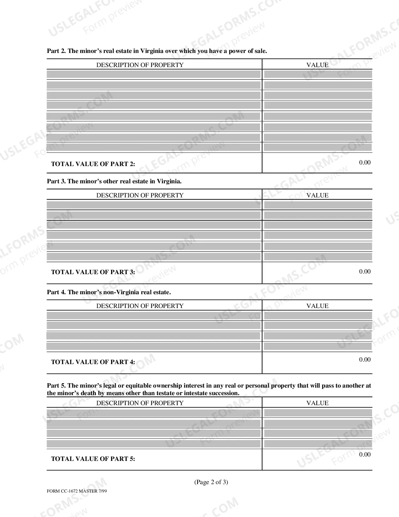 Preview Inventory for Estate of Minor