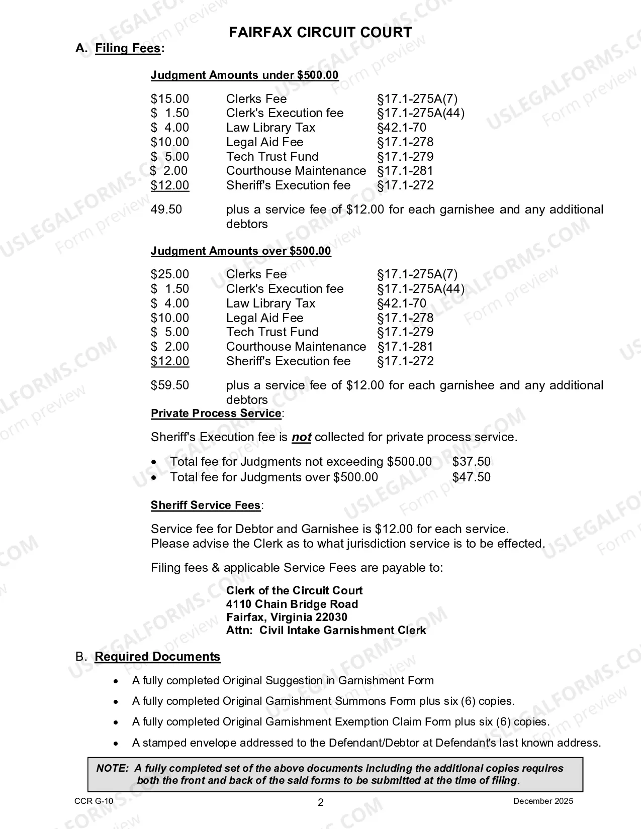 Preview Garnishment Instructions
