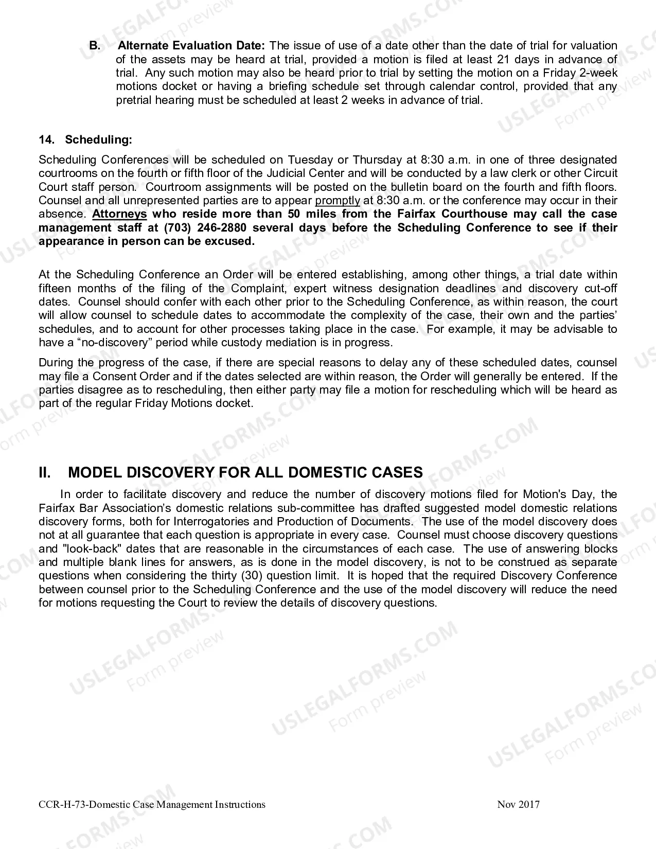 Preview Domestic Case Management Instructions