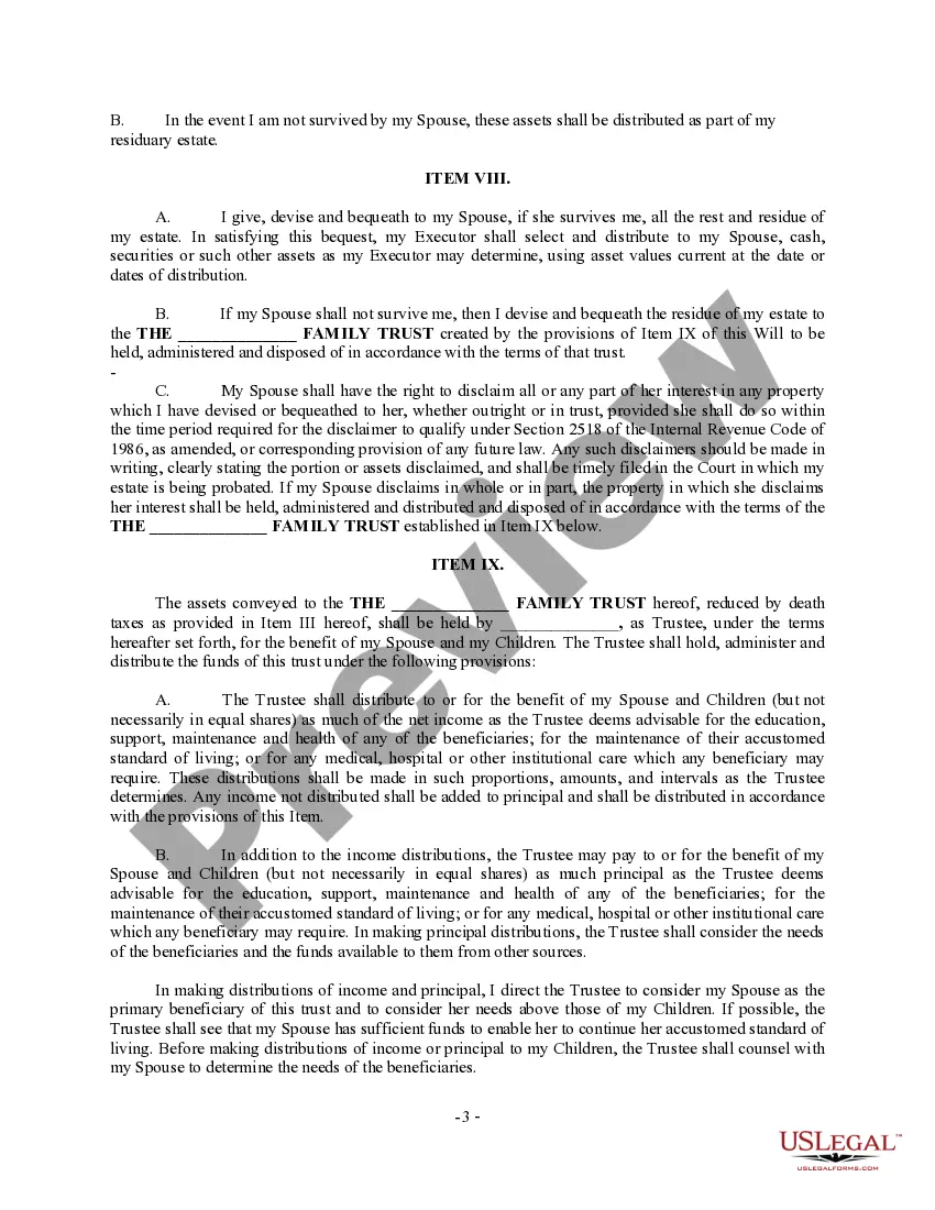 Preview Complex Will with Credit Shelter Marital Trust for Large Estates