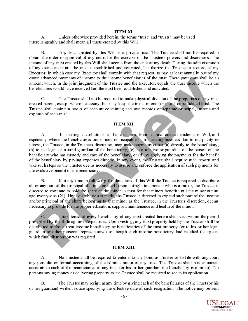 Preview Complex Will with Credit Shelter Marital Trust for Large Estates