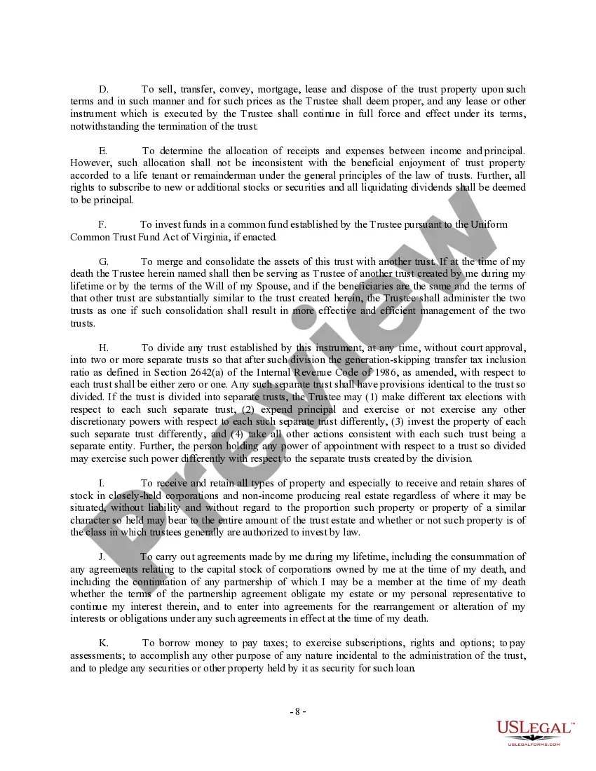 Preview Complex Will with Credit Shelter Marital Trust for Large Estates