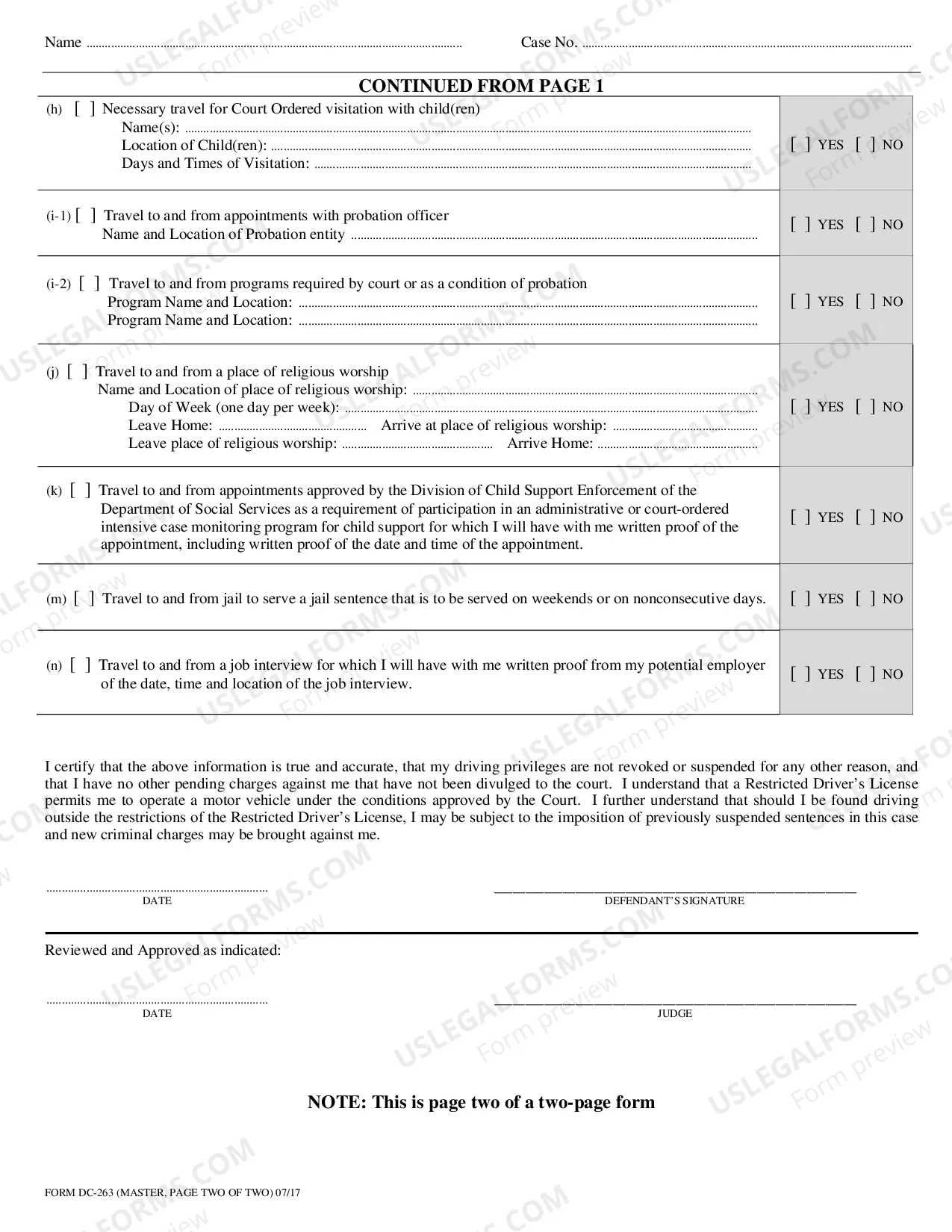Preview Application for Restricted Driver's License