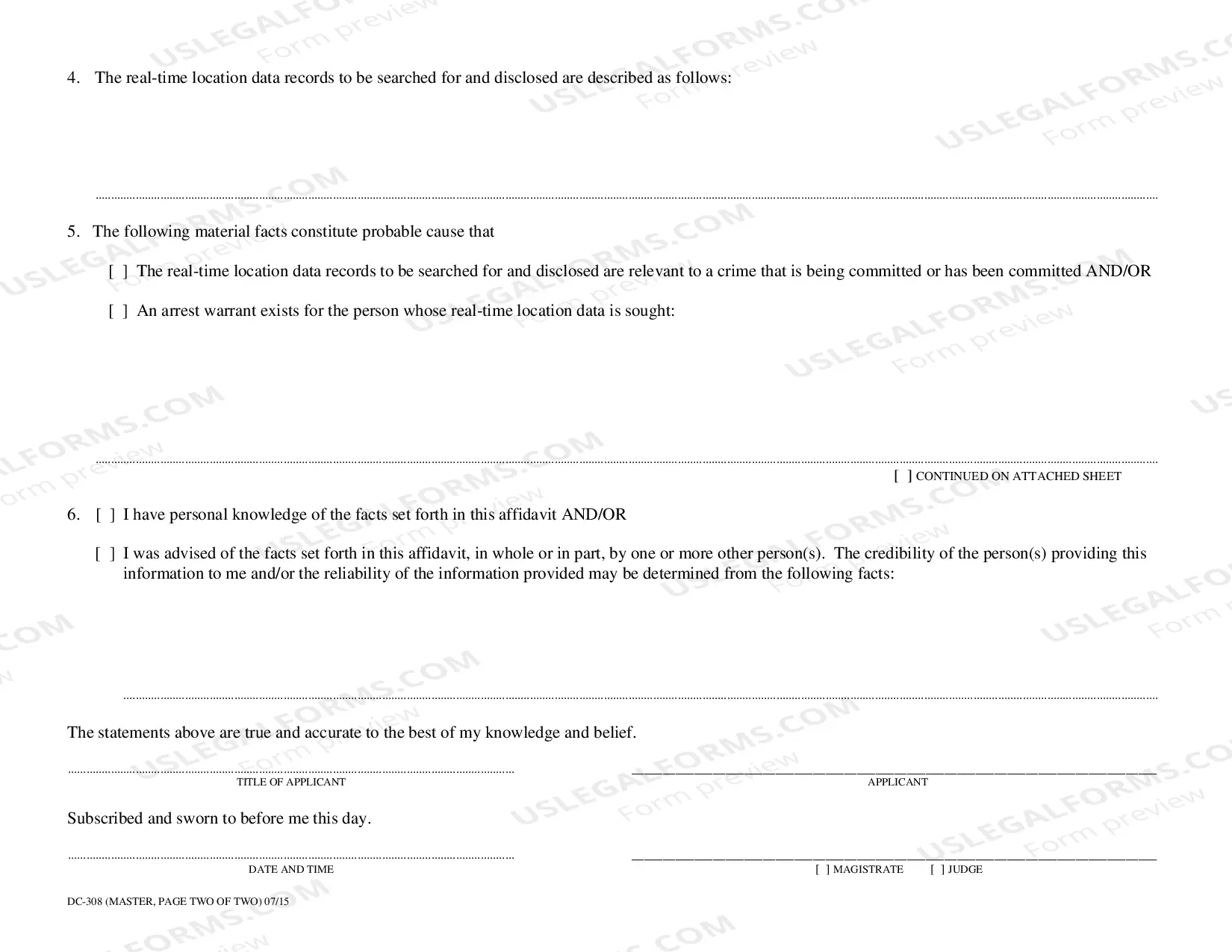 Preview Affidavit for Search Warrant for Real-Time Location Data
