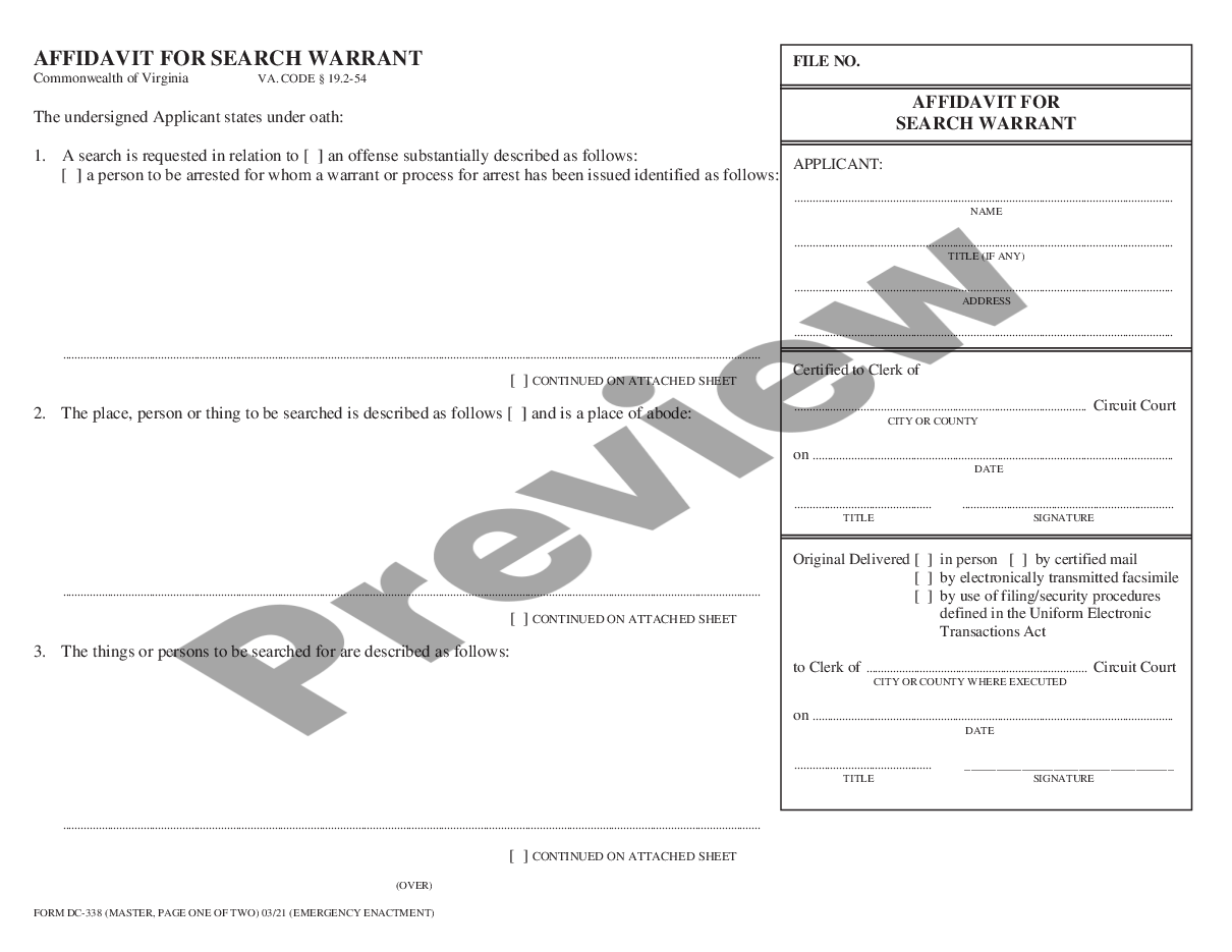 Affidavit For Search Warrant Forms Fill Out And Sign 3694