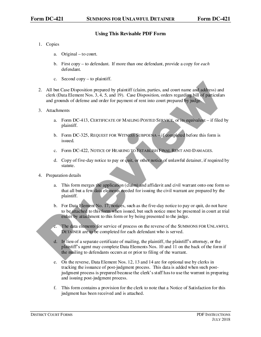 Virginia Summons for Unlawful Detainer Instructions How To Fill Out