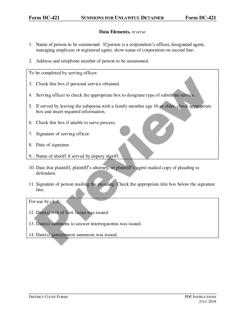 Virginia Summons for Unlawful Detainer Instructions Unlawful Detainer