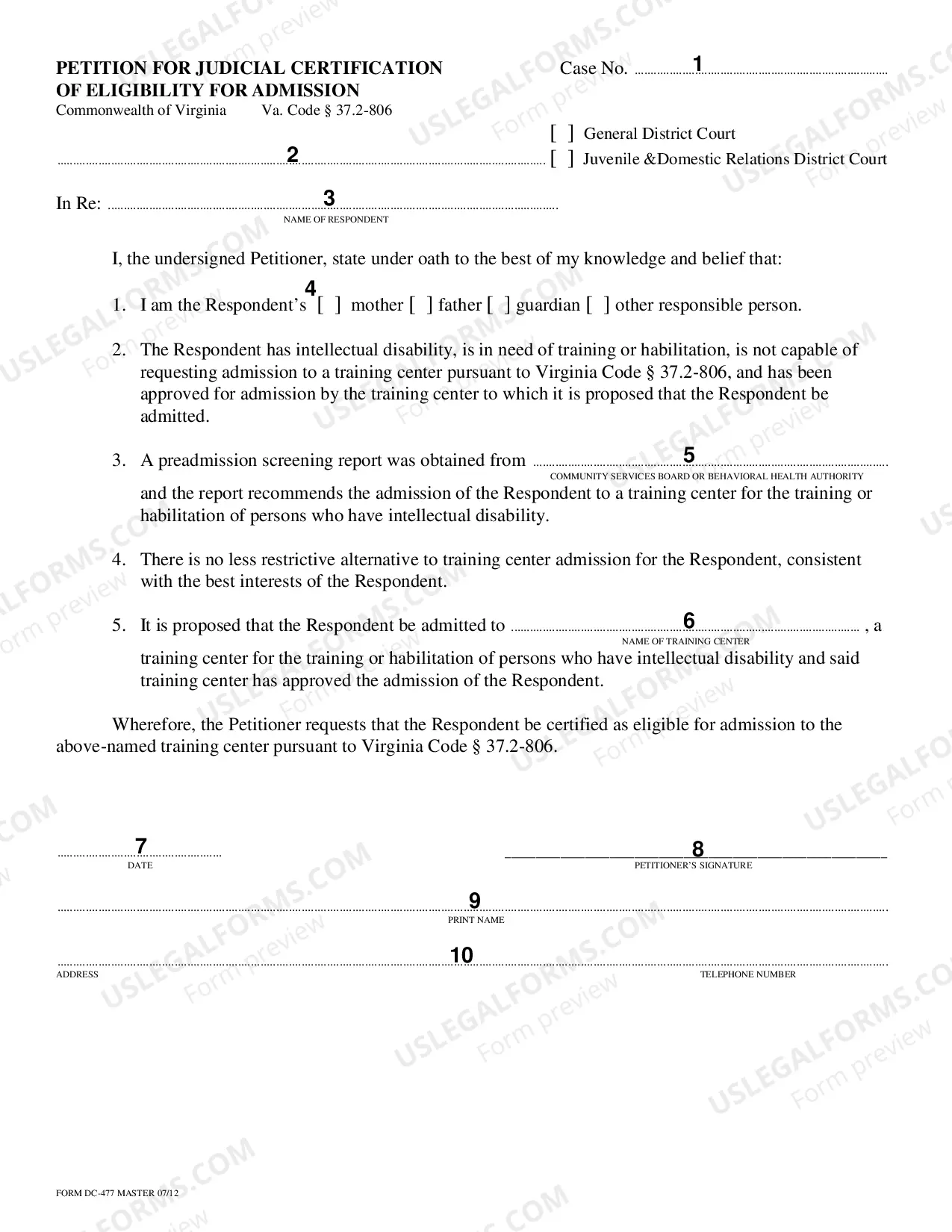 Preview Petition For Judicial Certification Of Eligibility For Admission