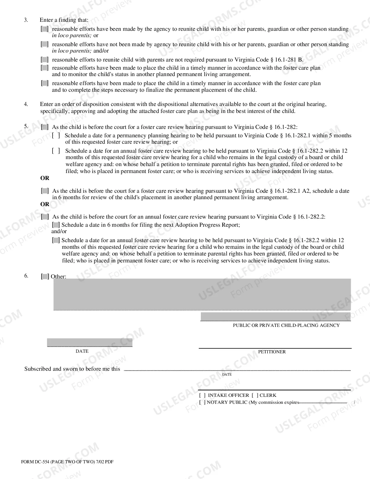Preview Petition for Foster Care Review Hearing