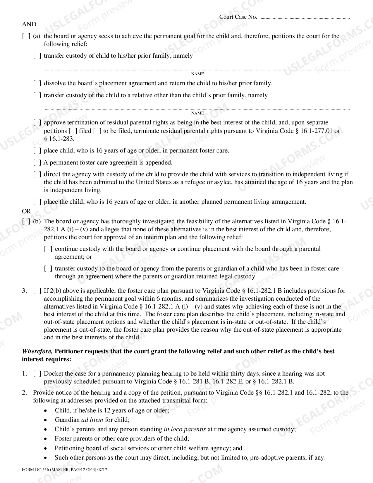 Preview Petition For Permanency Planning Hearing
