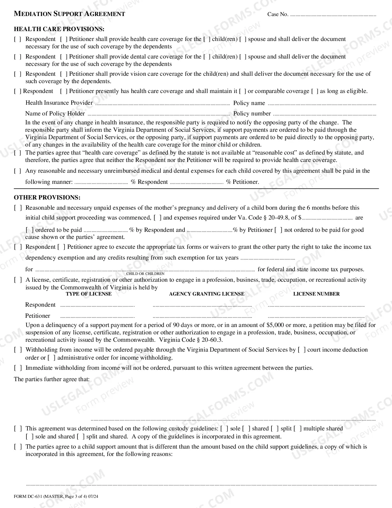 Preview Mediation Support Agreement