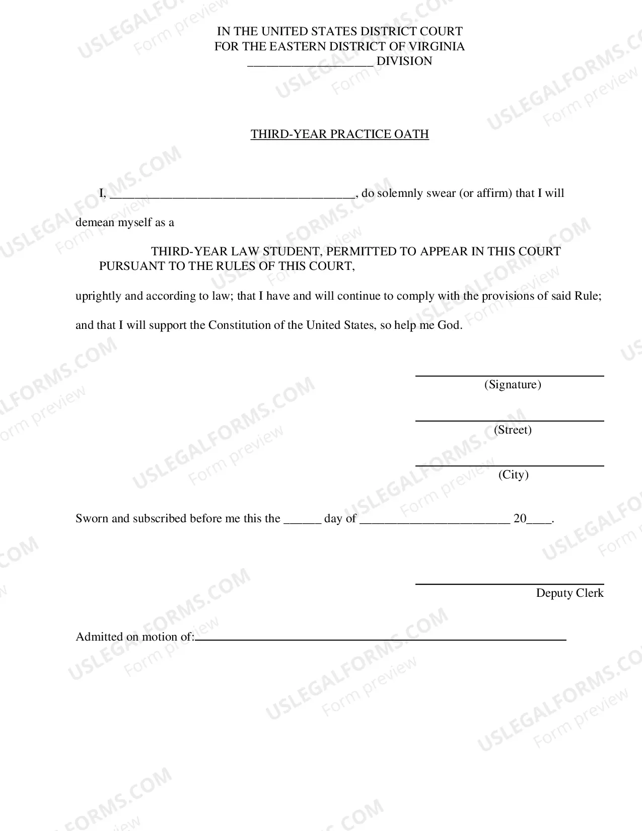Preview Application To Qualify As A Third Year Law Student Permitted To Appear