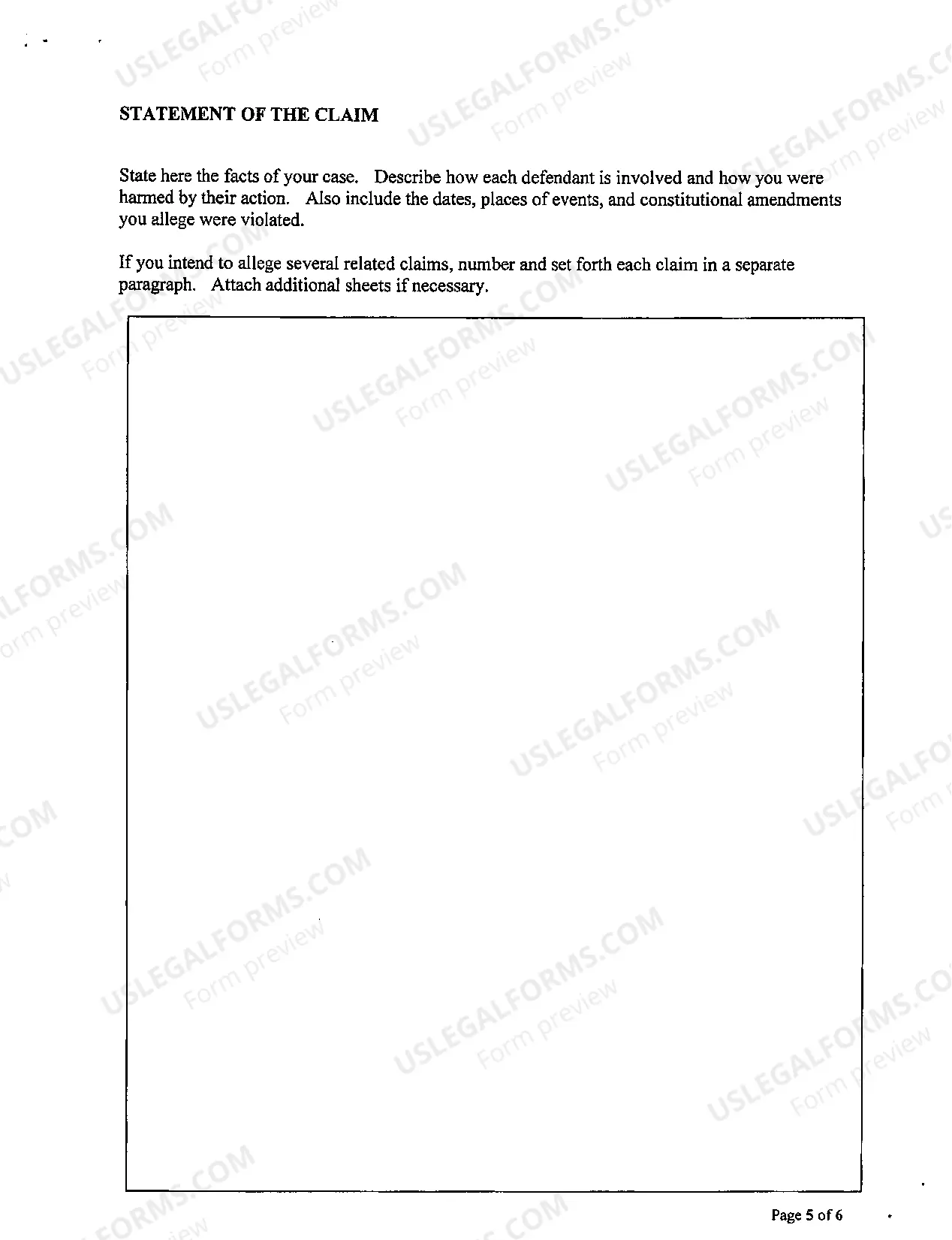 Preview Prisoner Civil Complaint Under Bivens