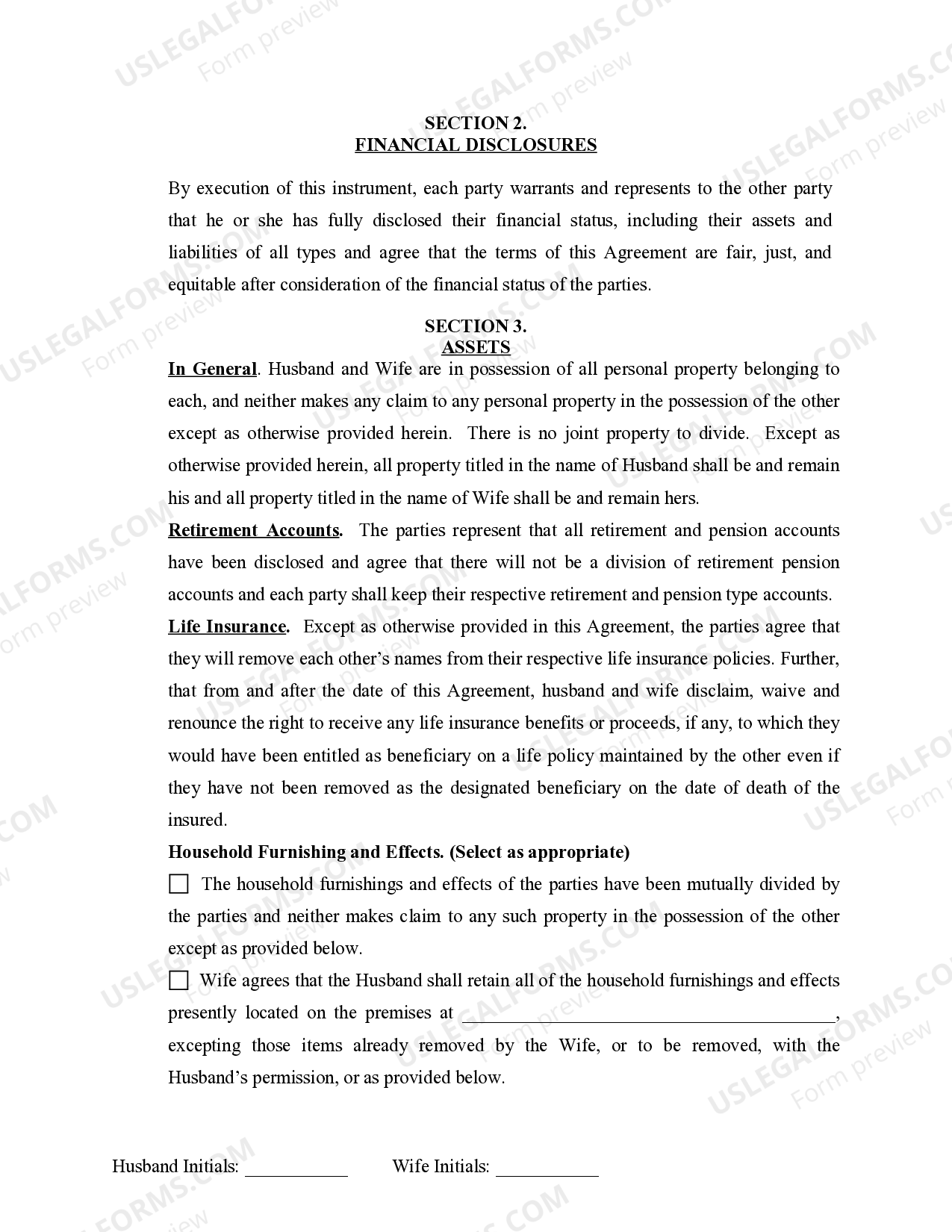 Virginia Marital Domestic Separation and Property Settlement Agreement