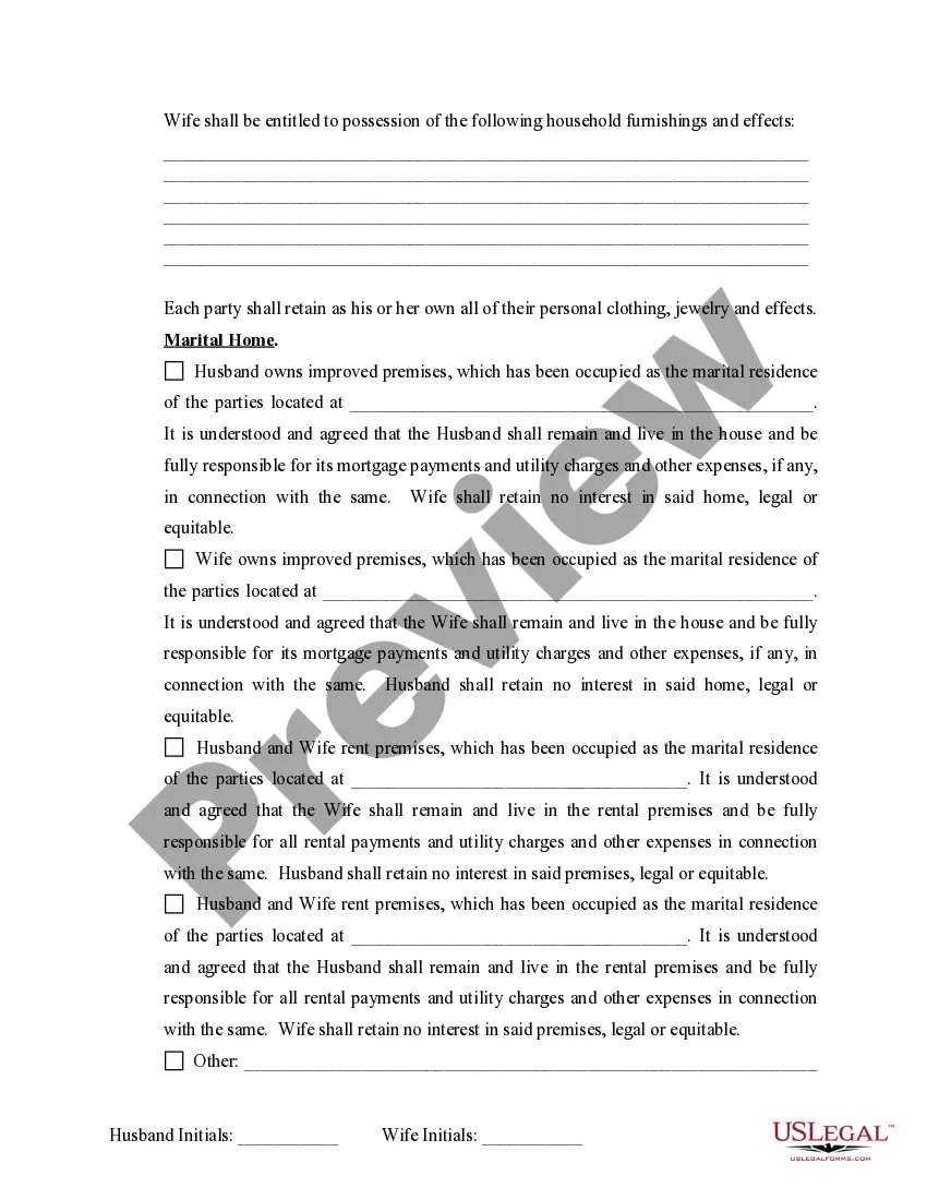 Preview Marital Domestic Separation and Property Settlement Agreement Minor Children no Joint Property or Debts effective Immediately