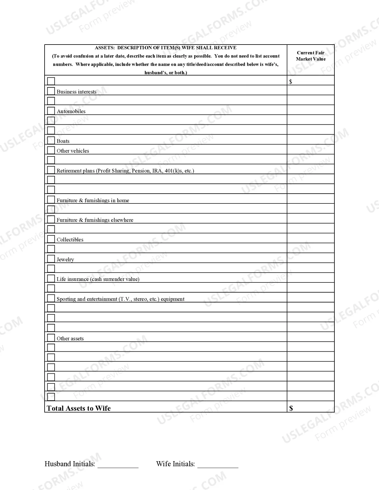 Preview Marital Domestic Separation and Property Settlement Agreement no Children parties may have Joint Property or Debts where Divorce Action Filed