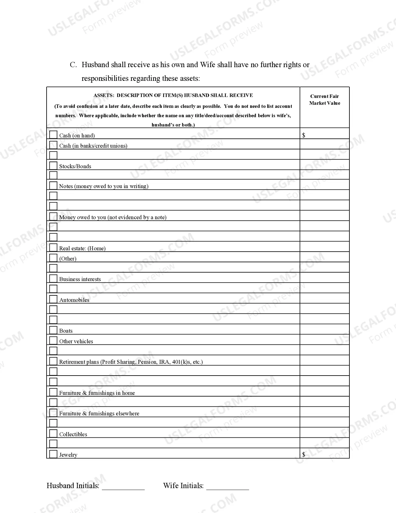 Preview Marital Domestic Separation and Property Settlement Agreement no Children parties may have Joint Property or Debts where Divorce Action Filed