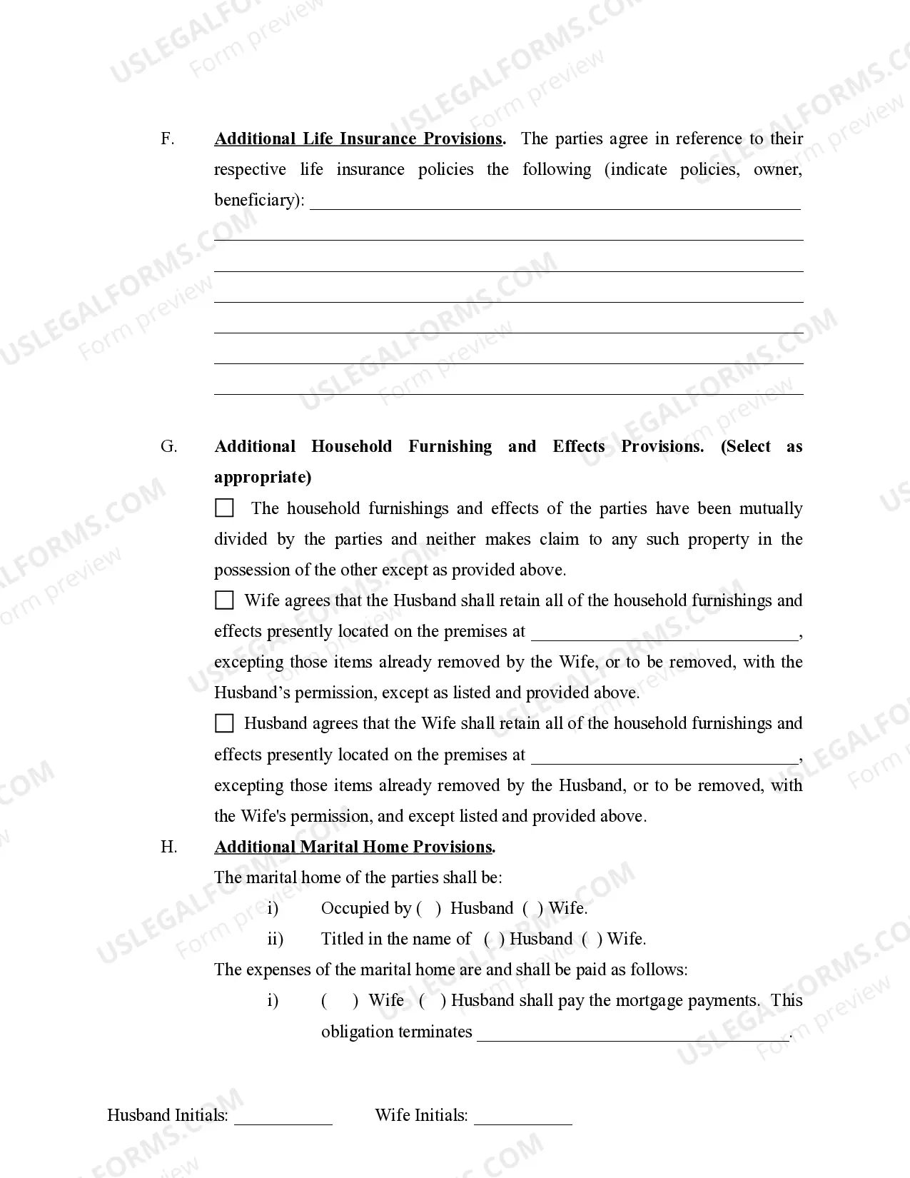 Preview Marital Domestic Separation and Property Settlement Agreement no Children parties may have Joint Property or Debts where Divorce Action Filed