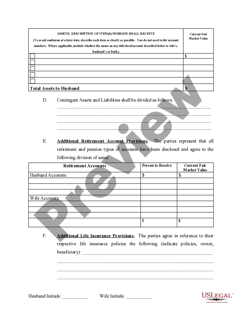 Preview Marital Domestic Separation and Property Settlement Agreement No Children Parties May Have Joint Property or Debts Effective Immediately