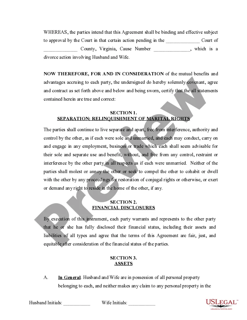 Preview Marital Domestic Separation and Property Settlement Agreement Adult Children Parties May have Joint Property or Debts where Divorce Action Filed