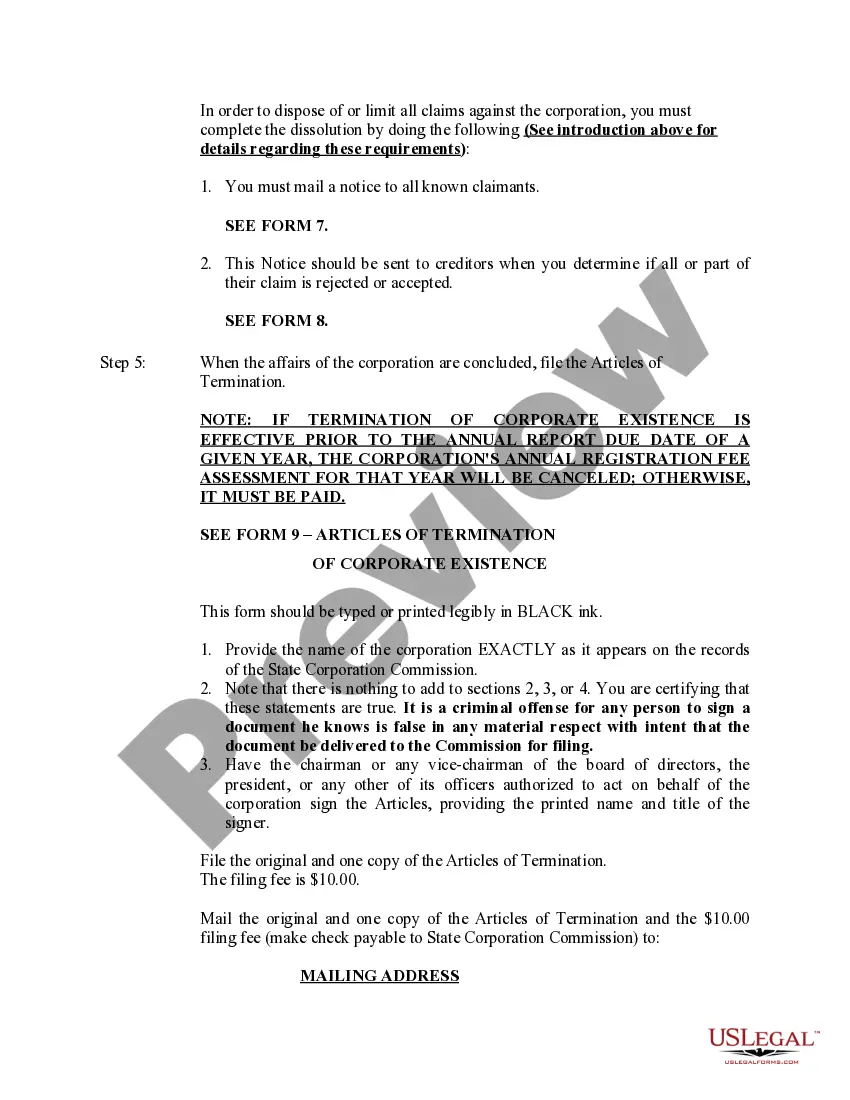 Preview Virginia Dissolution Package to Dissolve Corporation