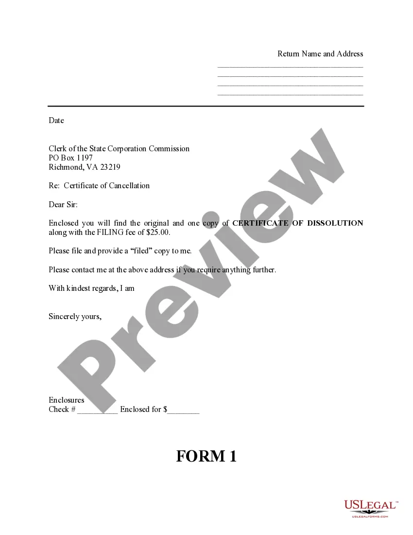 Get Virginia Dissolution Package to Dissolve Limited Liability Company LLC Preview Virginia Dissolution Package to Dissolve Limited Liability Company LLC