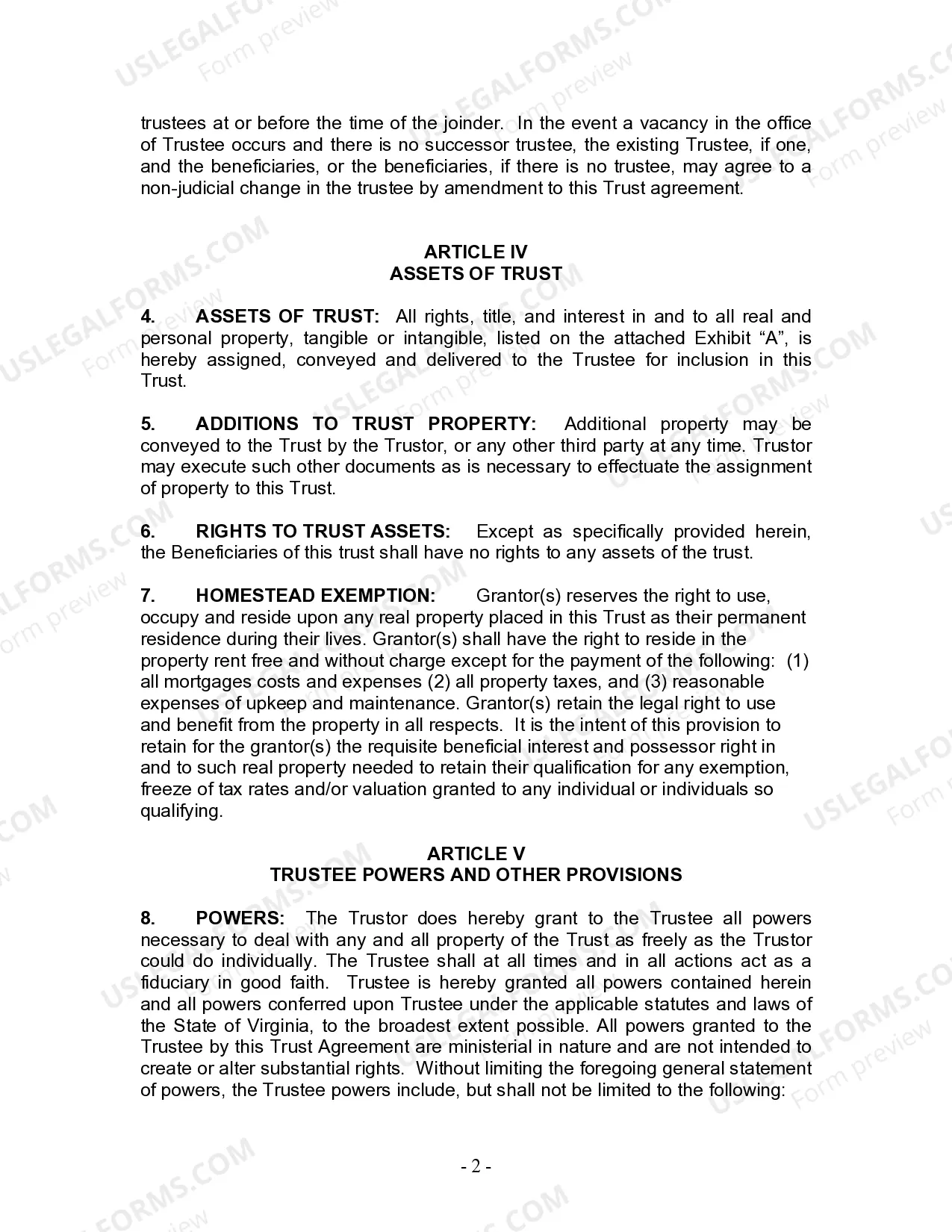 Preview Living Trust for Individual Who is Single, Divorced or Widow or Widower with No Children