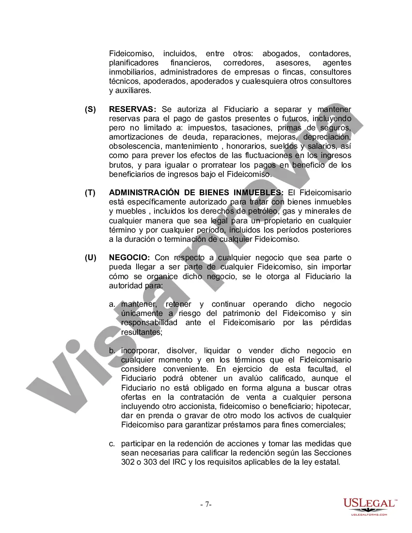 Preview Fideicomiso en Vida para Individuos Solteros, Divorciados o Viudos o Viudos con Hijos