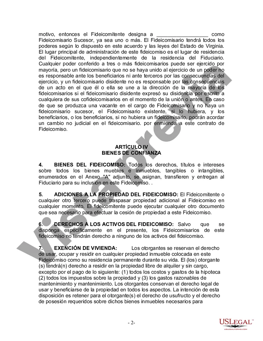 Preview Fideicomiso en vida para esposo y esposa con un hijo