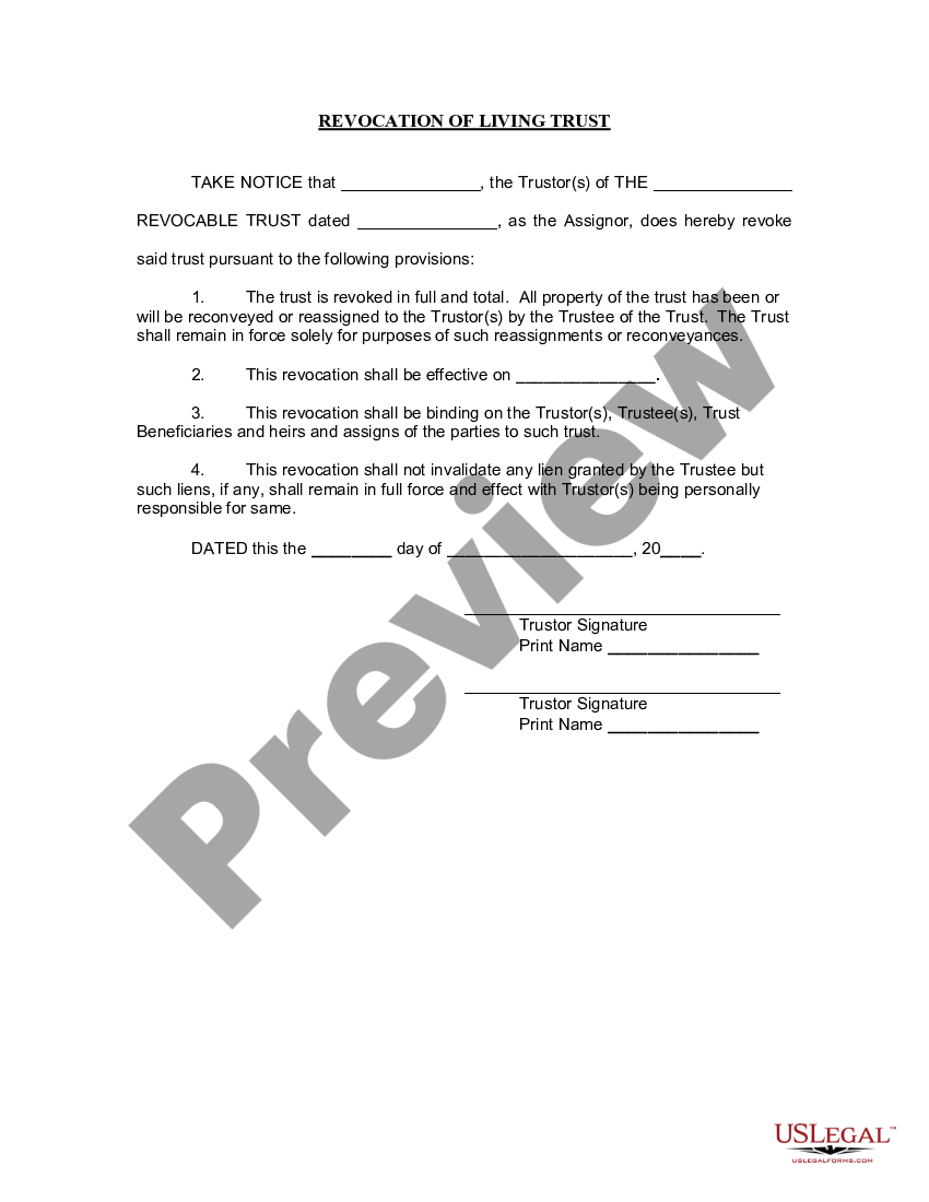 Virginia Revocation of Living Trust Virginia Living Trust Template