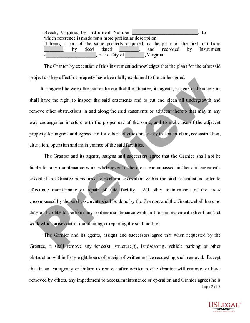 Preview Deed of Easement