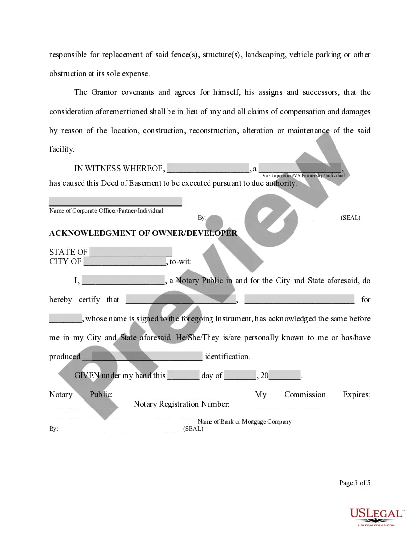 Preview Deed of Easement