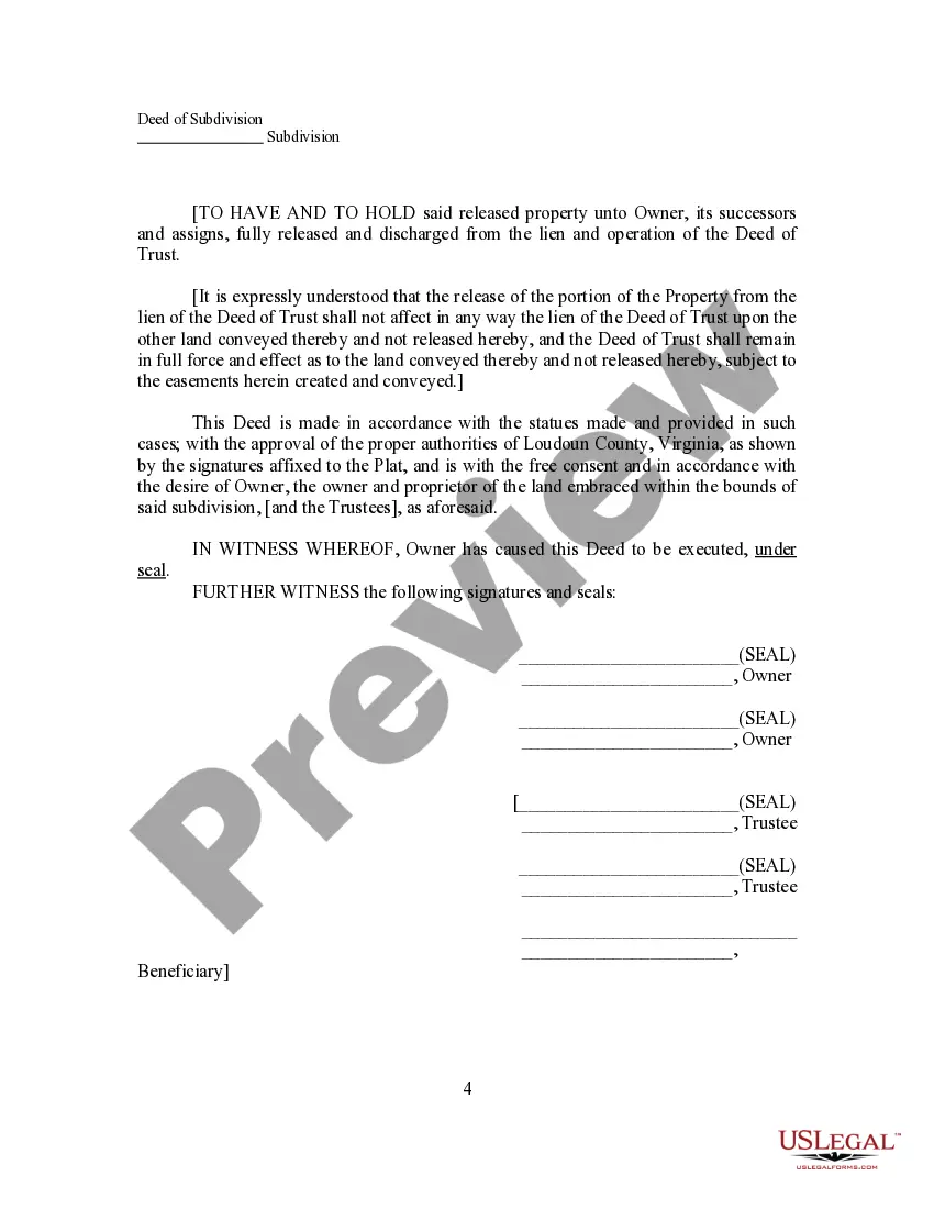 Preview Deed of Subdivision, Easement and Dedication