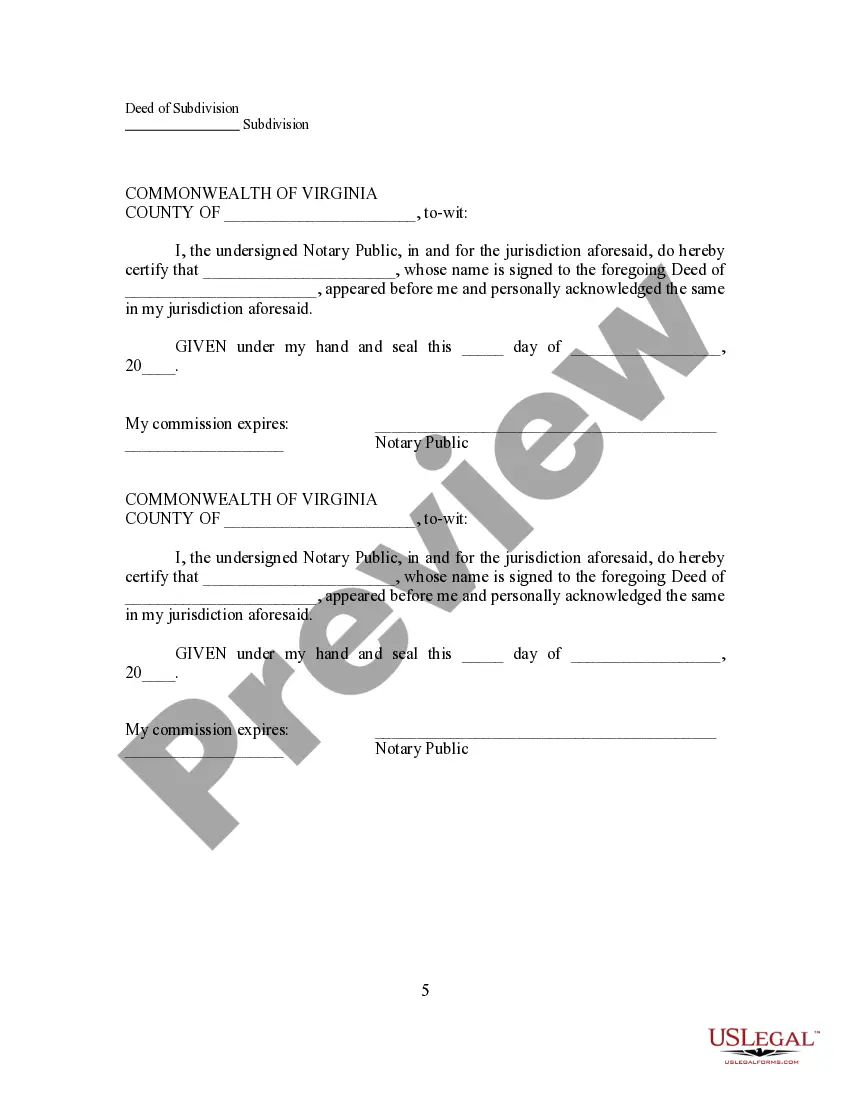 Preview Deed of Subdivision, Easement and Dedication
