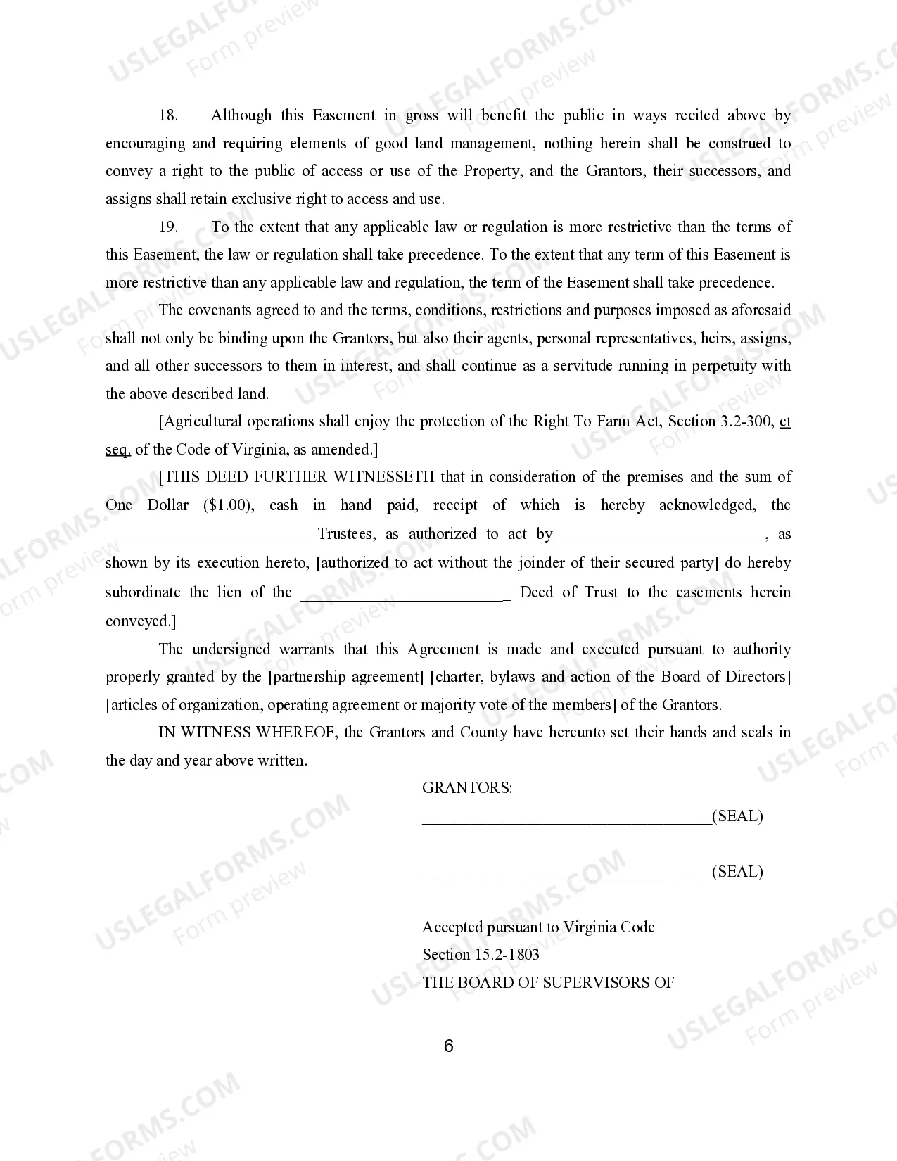 Preview Deed of Open Space Easement