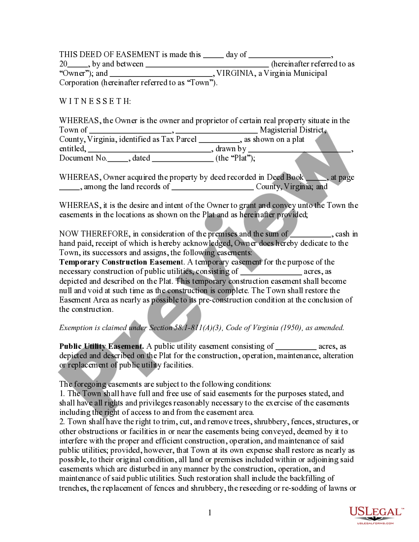 Public Utility Easement Without US Legal Forms