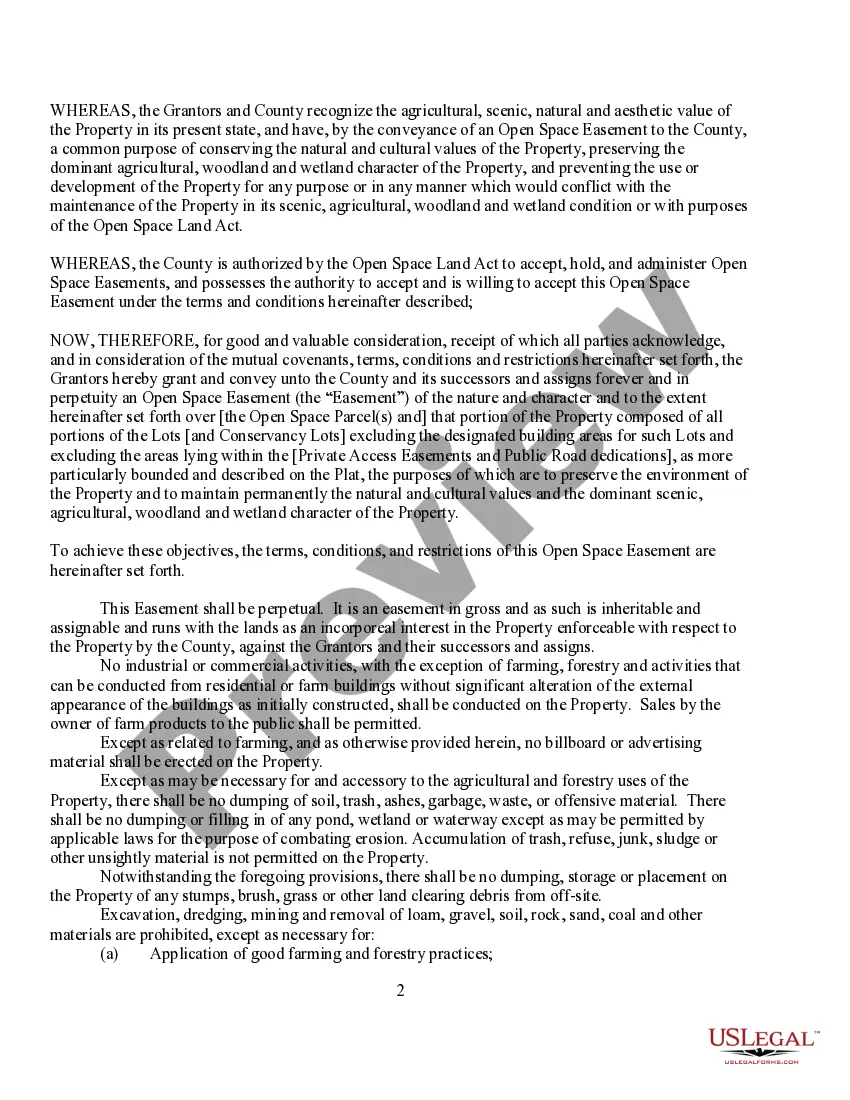 Get Deed of Open Space Easement to County Preview Deed of Open Space Easement to County