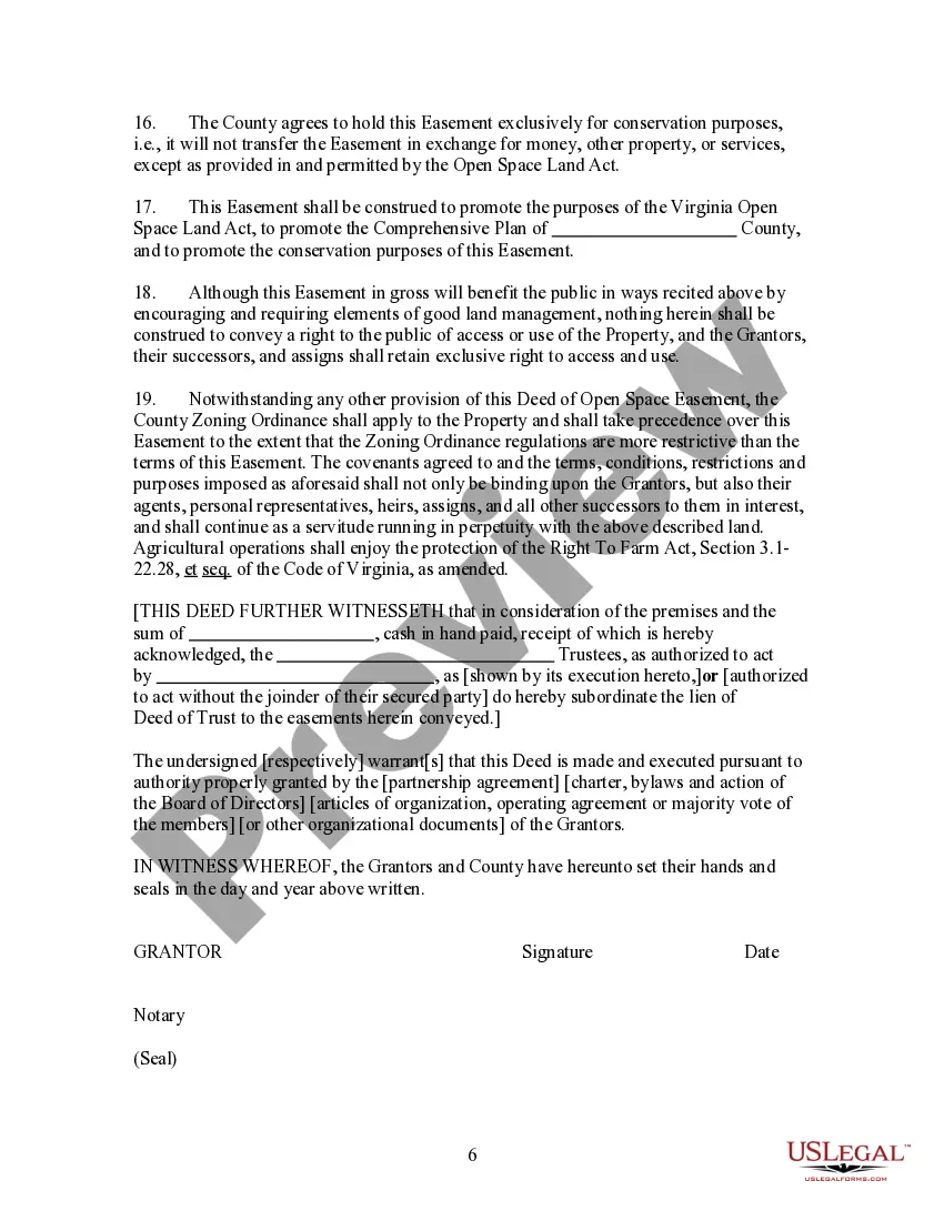 Get Deed of Open Space Easement to County Preview Deed of Open Space Easement to County