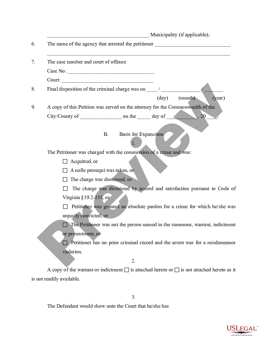 page 2 Virginia Expungement Package preview
