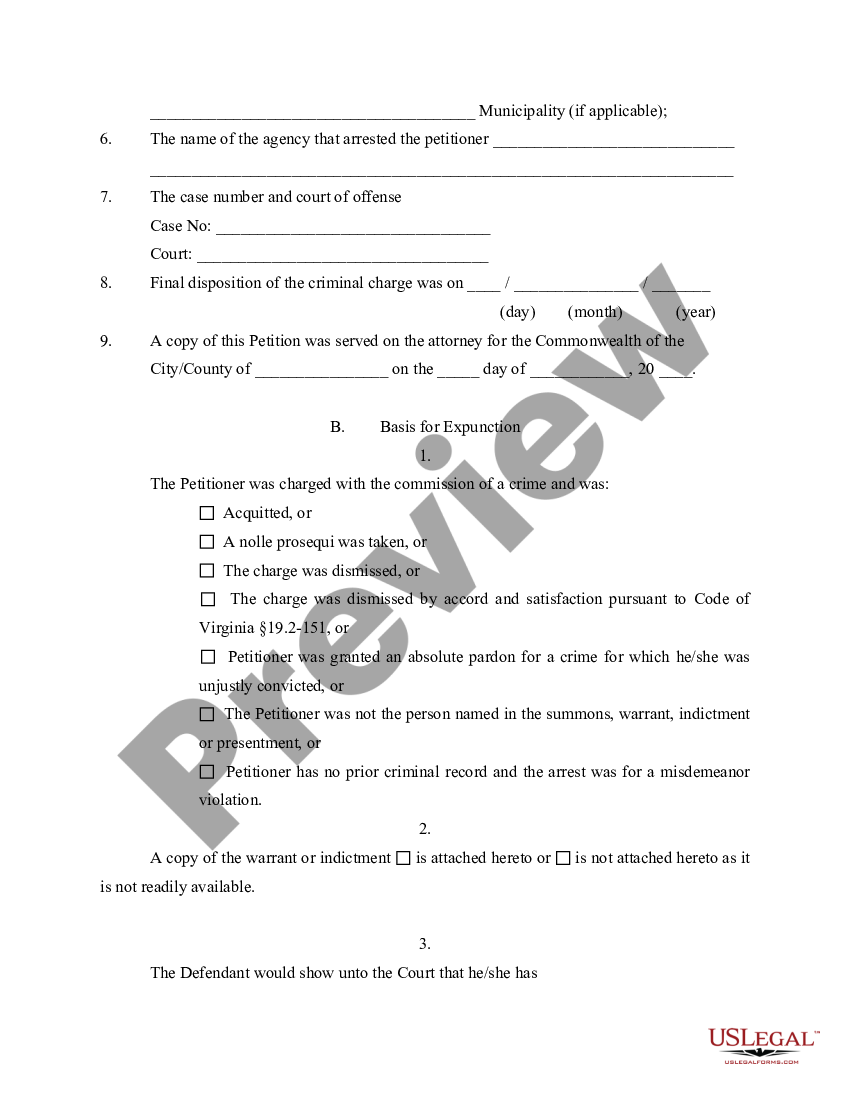 Virginia Expungement Package US Legal Forms