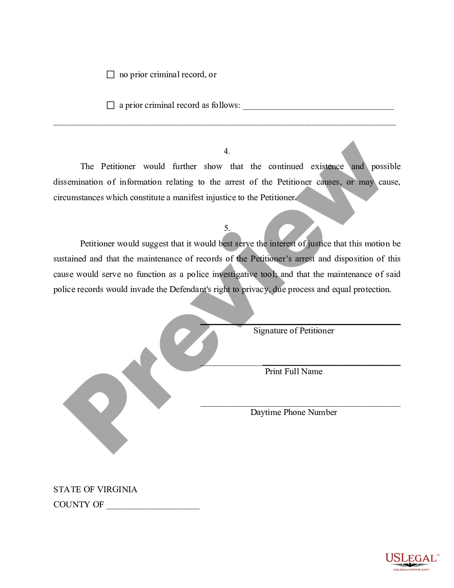 page 3 Virginia Expungement Package preview